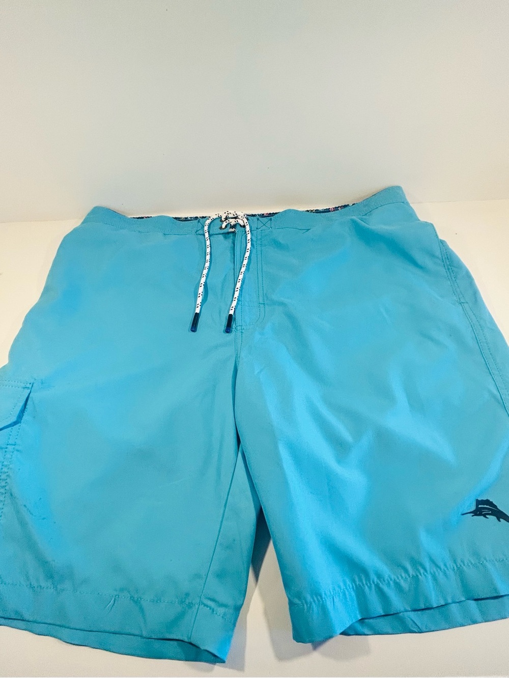 Tommy Bahama Mens Swim Trunks XL Blue Elastic Waist Drawstring Board Shorts
